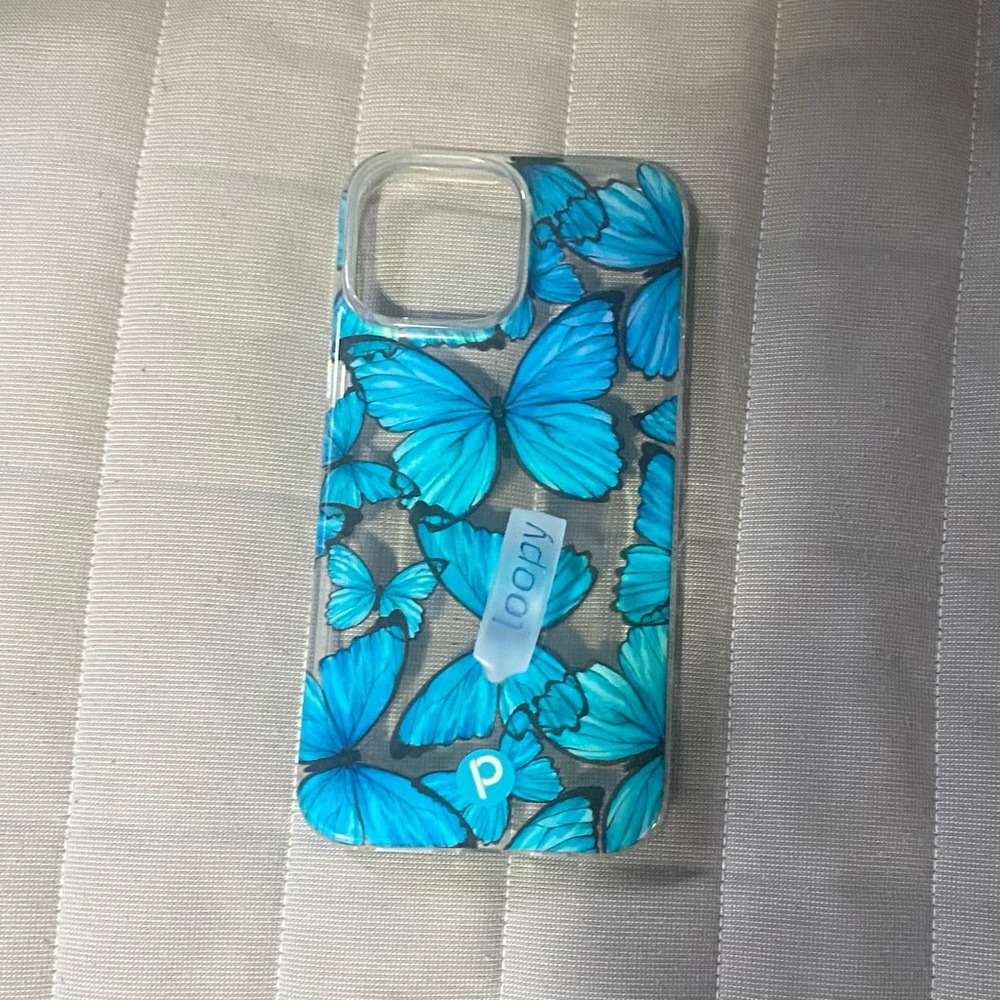 Loopy Case iPhone 13 Pro Max Clear Blue Butterfly